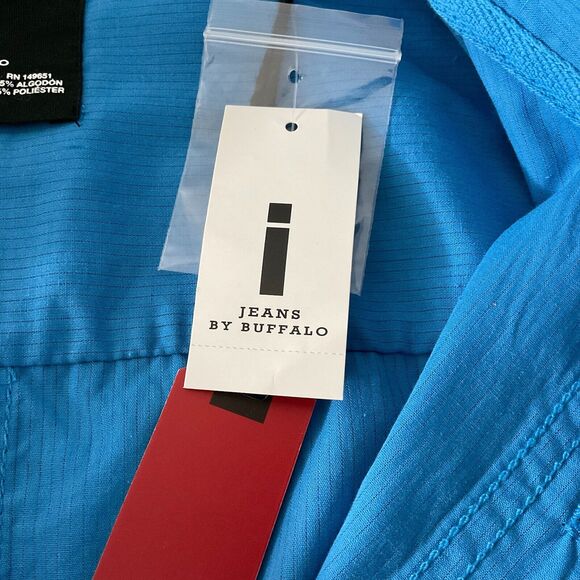 Men's XXL Blue Button-Up Shirt Jeans by Buffalo Short Sleeve Casual Fit New - Picture 12 of 12